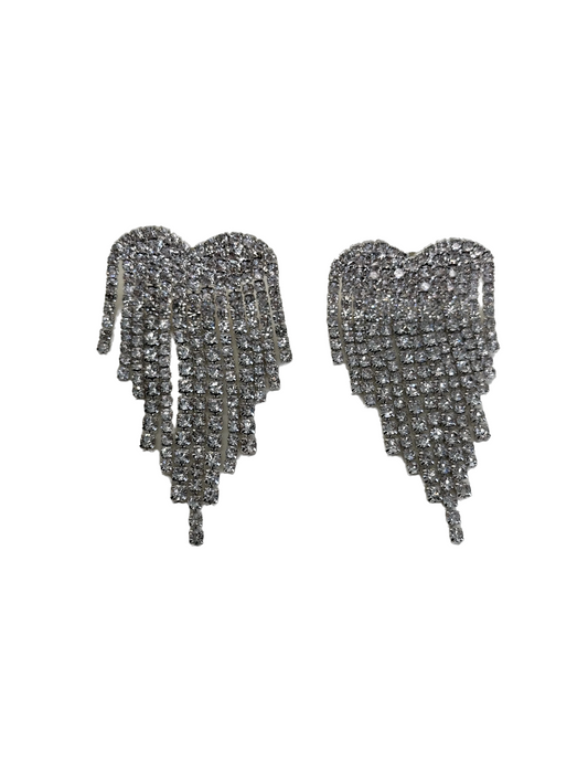 RHINESTONE HEART DROP EARRING