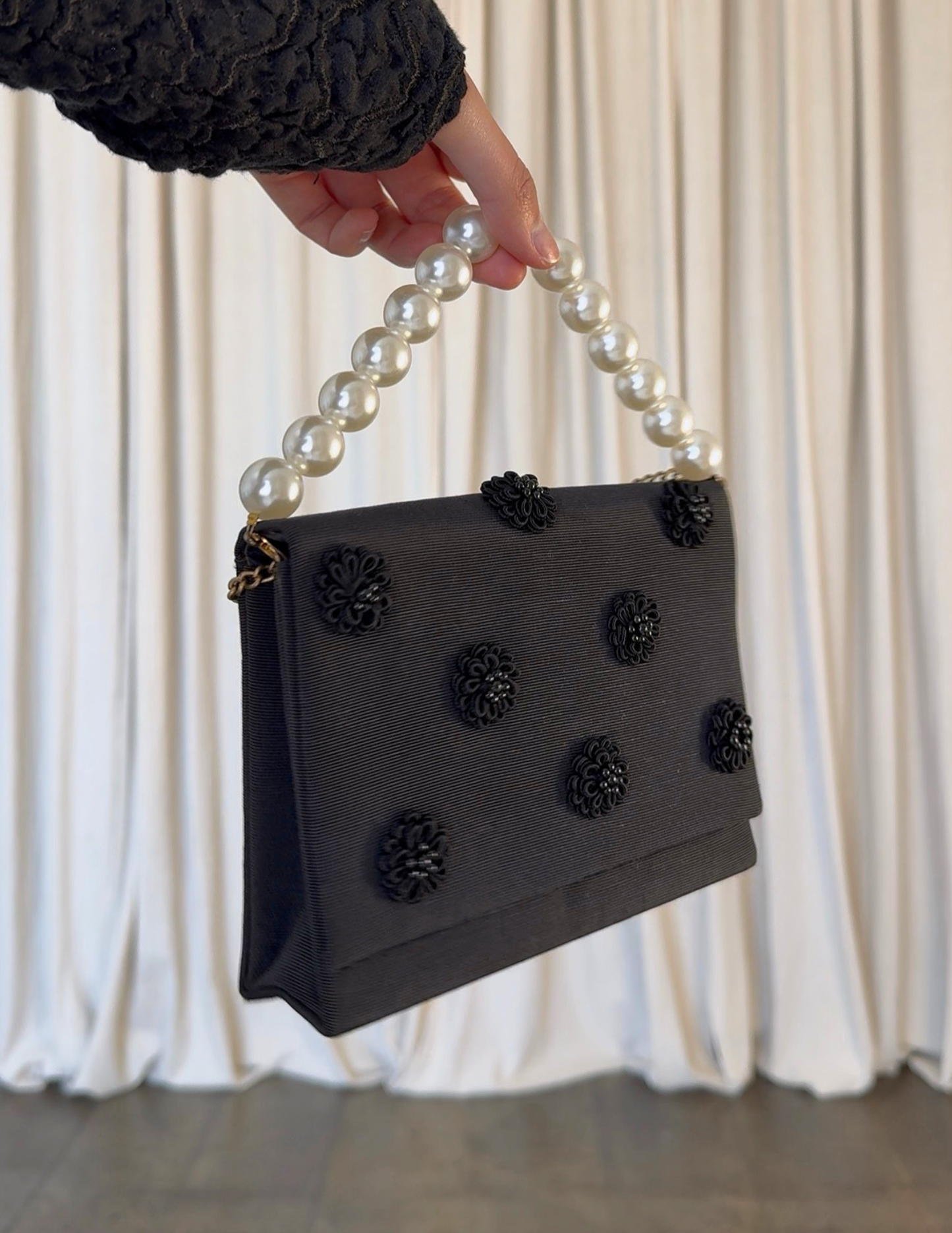 SATIN EMBELLISHED HANDBAG