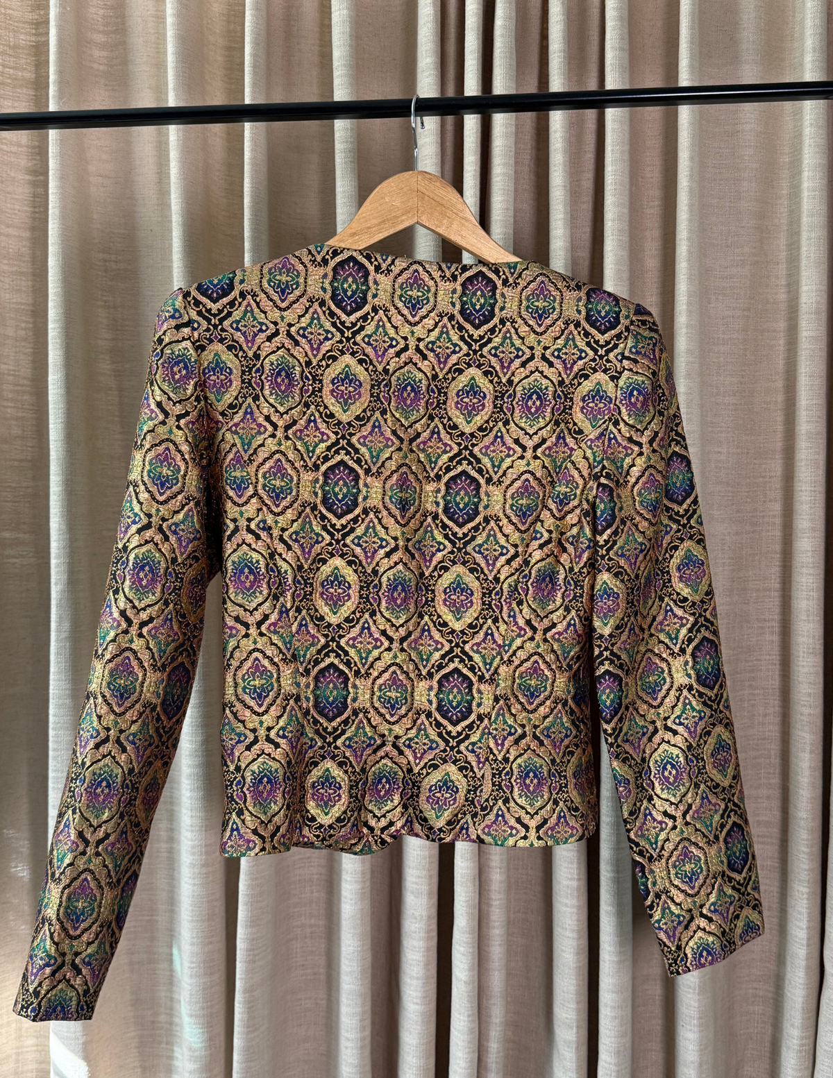 GOLD BROCADE BLAZER TOP
