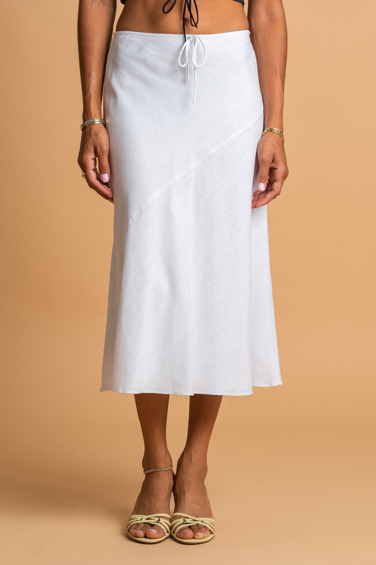 WHITE BIAS SKIRT