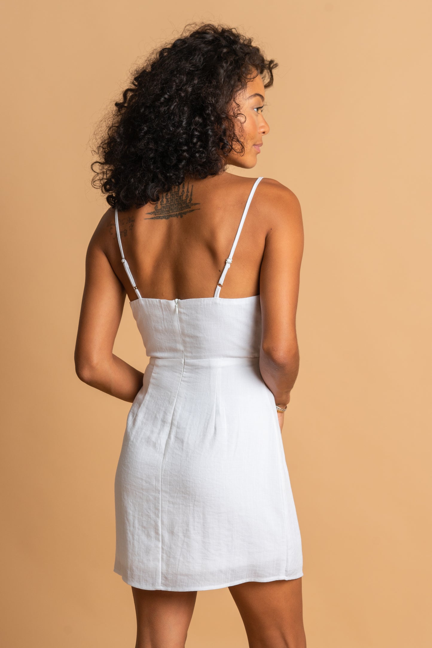 WHITE MINI WRAP DRESS