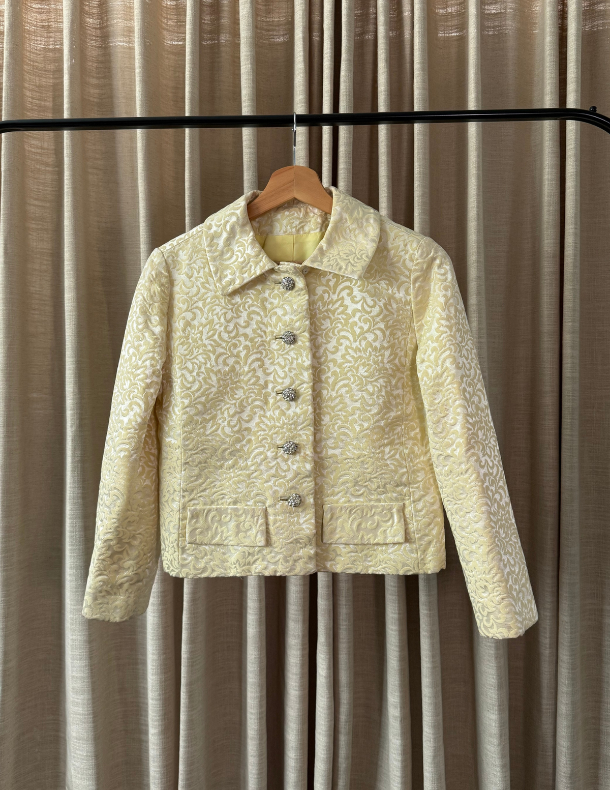 PALE YELLOW BROCADE JACKET