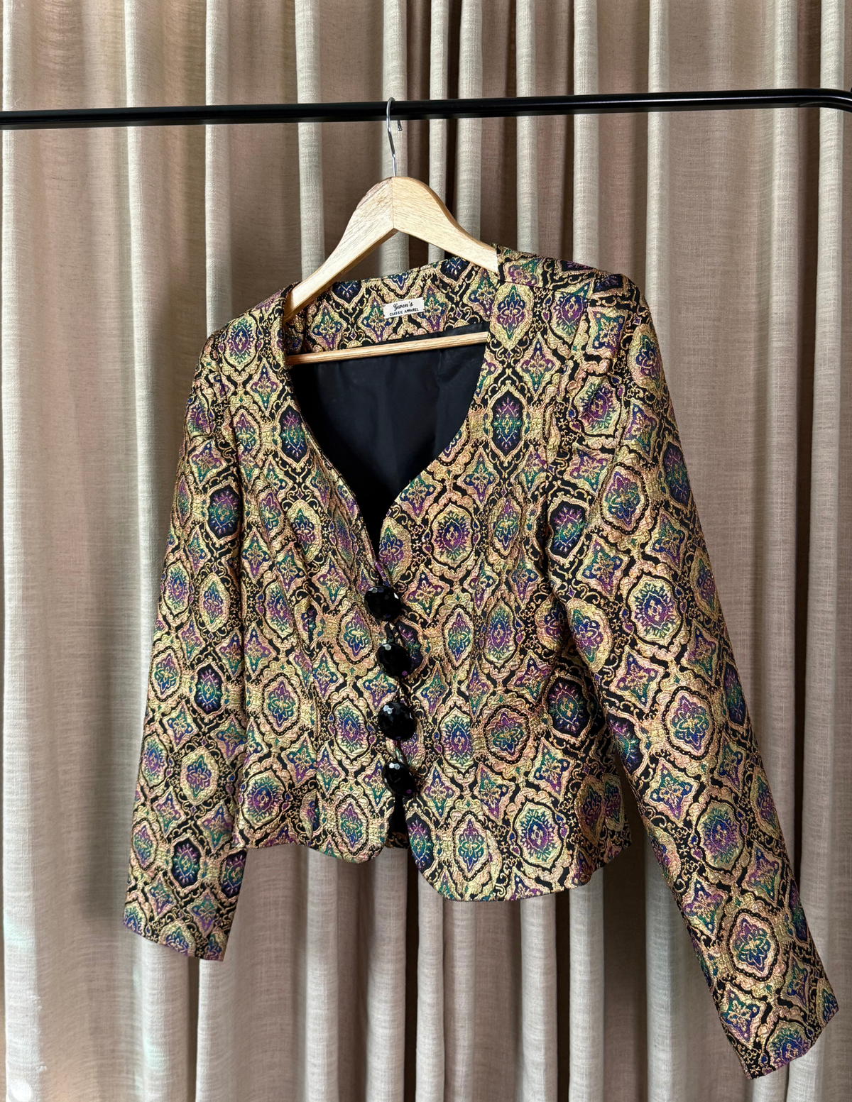 GOLD BROCADE BLAZER TOP