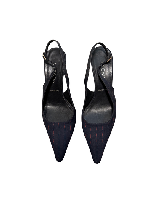 Vintage Escada Striped Slingback Pump