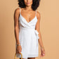 WHITE MINI WRAP DRESS