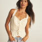 VINTAGE CREME BUTTON VEST TOP