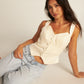 VINTAGE CREME BUTTON VEST TOP
